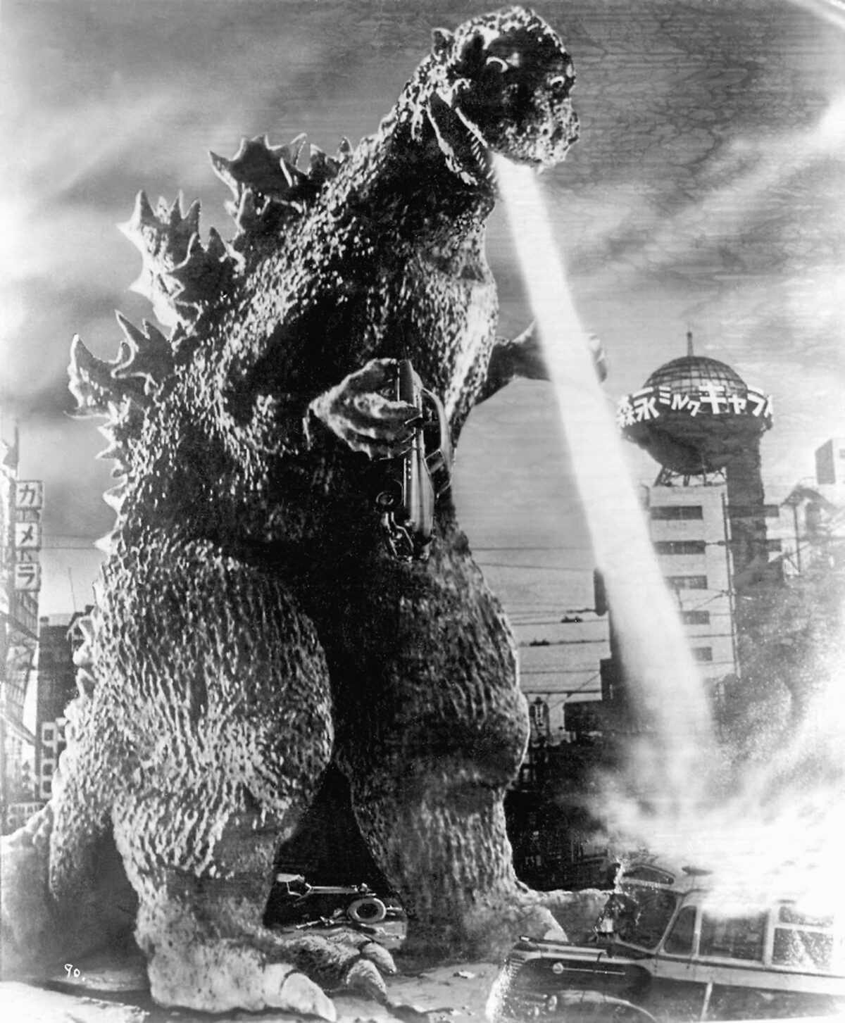 Godzilla using severely bad breath to level Tokyo